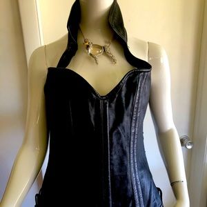 NEW Lamb Skin Leather Corset Double Steel Bones